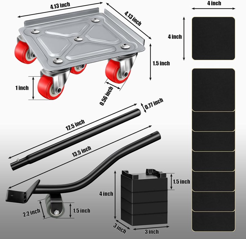 BTECH Furniture Dolly Furniture Sliders Furniture Movers with 5 Wheels Appliance Rollers Furniture Moving Wheels Furniture Movers Lifter Rollers for Heavy Duty Tool Furniture 1200lbs Load Capacity - Image 2